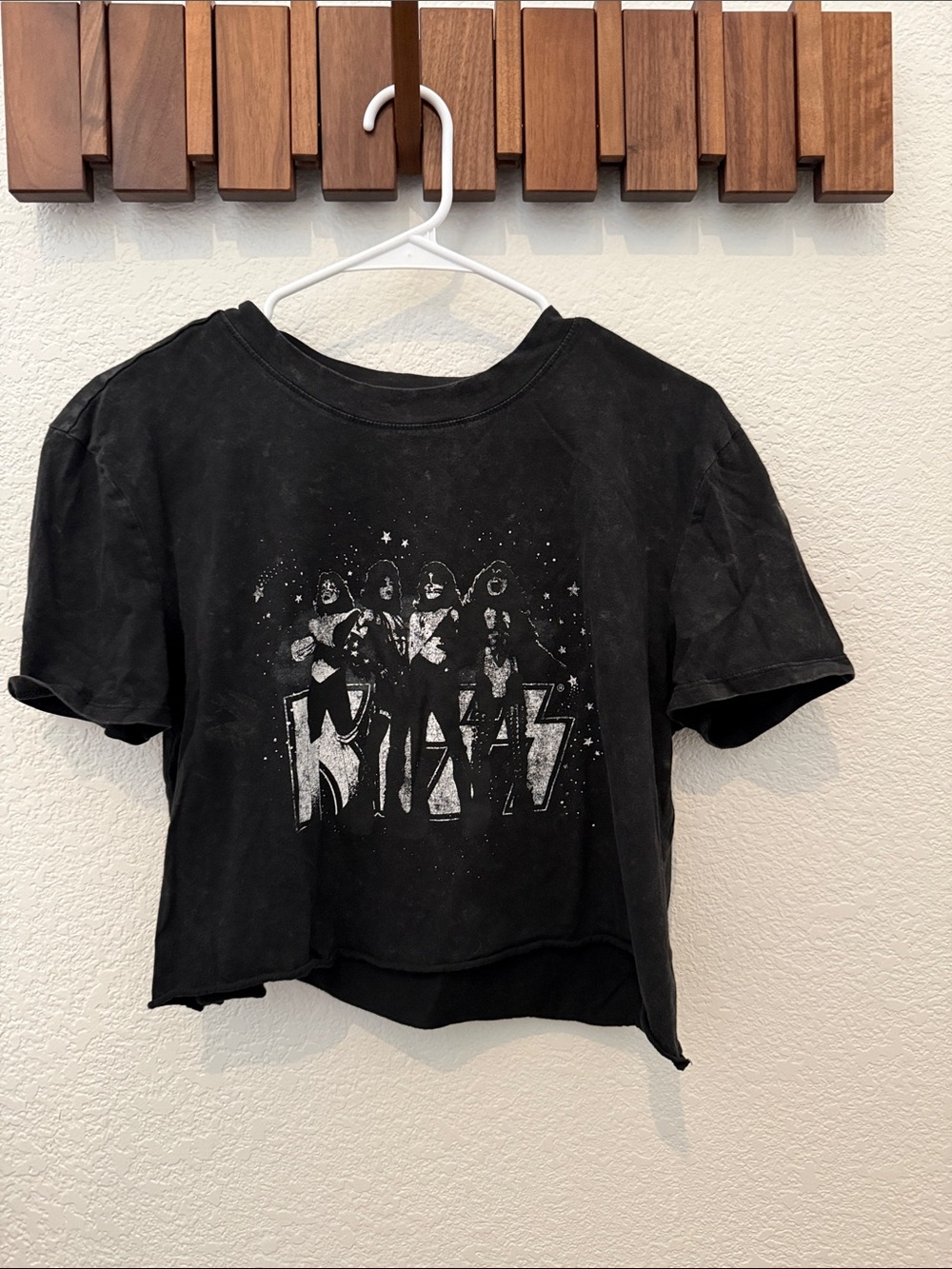 Maurices Black Graphic Cropped Tee with Band Print